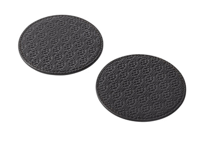 Giobagnara x Elie Saab Monogram Coasters (Set of 2) | Made of padded leather featuring the Elie Saab Monogram pattern | Elegant and stylish design | Perfect for protecting surfaces while adding a touch of luxury | Home Decor and Serveware | 2Jour Concierge, your luxury lifestyle shop