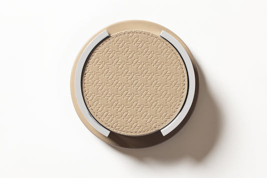 Giobagnara x Elie Saab Monogram Coaster Holder with 6 Coasters | Leather coaster holder with polished palladium details | Includes 6 round coasters featuring the Elie Saab Monogram pattern | Elegant and practical design for stylish table settings | Home Decor and Serveware | 2Jour Concierge, your luxury lifestyle shop