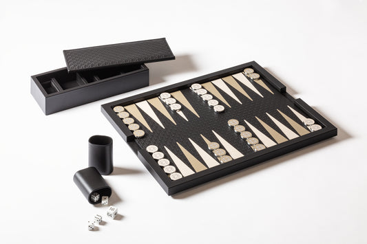 x Elie Saab Monogram Leather-Covered Wood Backgammon Set