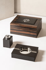 x Elie Saab Ecusson Macassar Ebony Cigar Humidor w Padded Leather Inlay