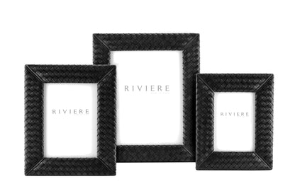Riviere Nora Handwoven Leather Picture Frame | Exquisite Handwoven Leather Design | Adds a Touch of Artisanal Elegance to Your Home | Elevate Your Decor with Luxury Accessories from Riviere | Available at 2Jour Concierge, #1 luxury high-end gift & lifestyle shop