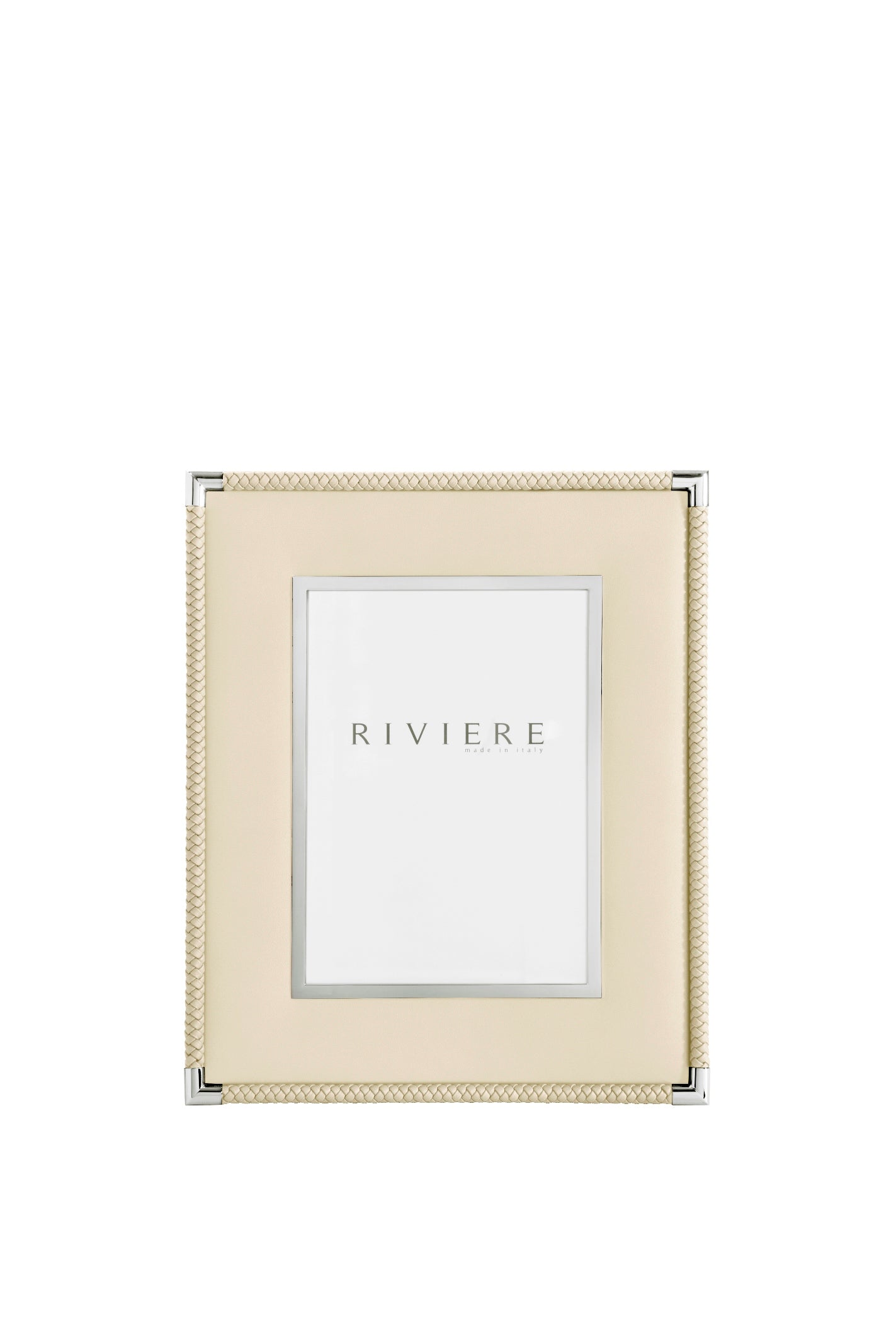 Riviere Thea #2 Leather Picture Frame With Metal Trim | Elegant Leather Frame Design | Inner Chrome or Gold Metal Trim | Outer Braided Trim for Added Sophistication | Perfect for Showcasing Your Precious Memories | Available at 2Jour Concierge, #1 luxury high-end gift & lifestyle shop