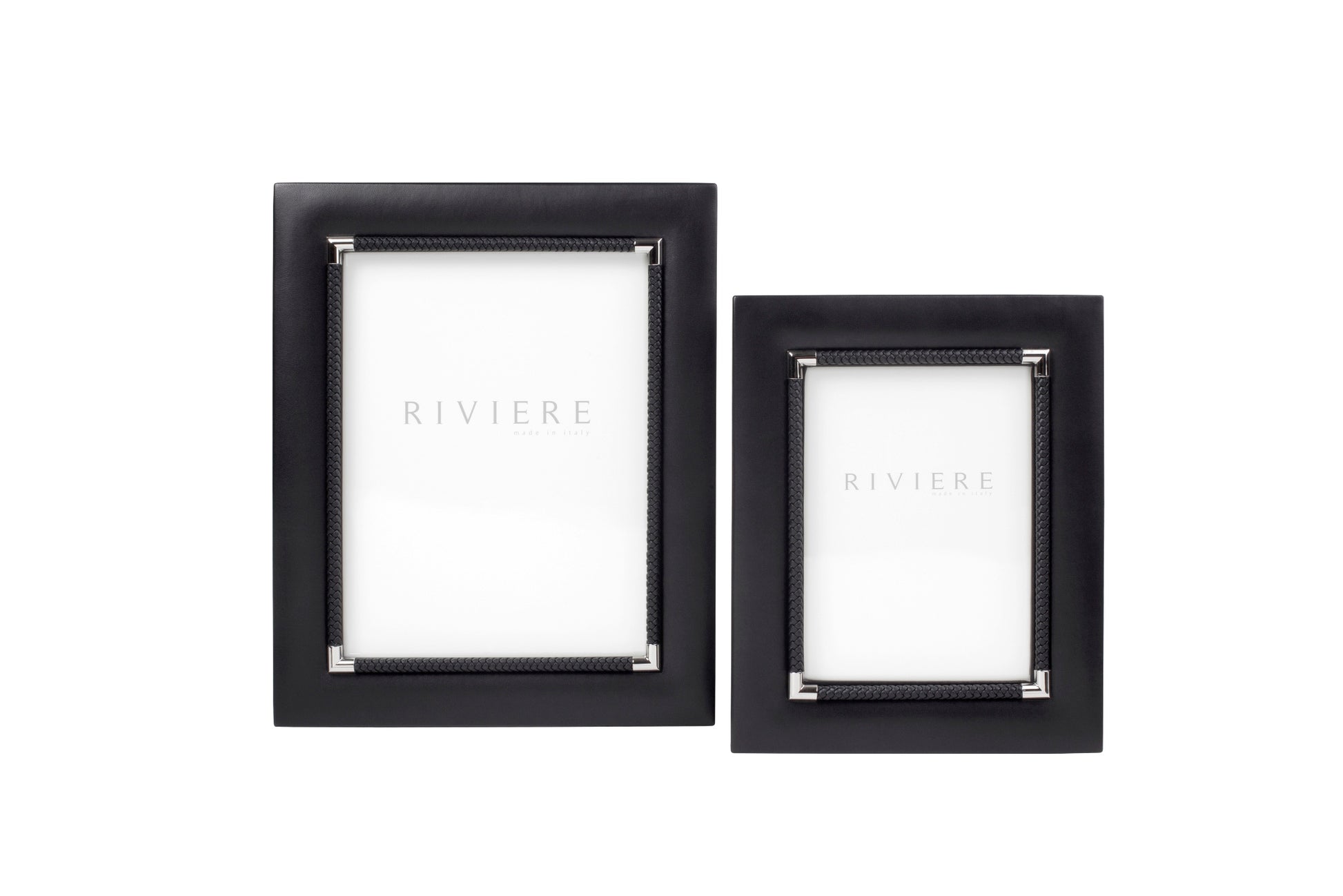 Riviere Thea #1 Leather Picture Frame With Metal Details | Luxurious Leather Frame Design | Inner Braided Trim for Added Detail | Chrome or Gold Metal Details for a Touch of Elegance | Explore a Range of Luxury Home Accessories at 2Jour Concierge, #1 luxury high-end gift & lifestyle shop