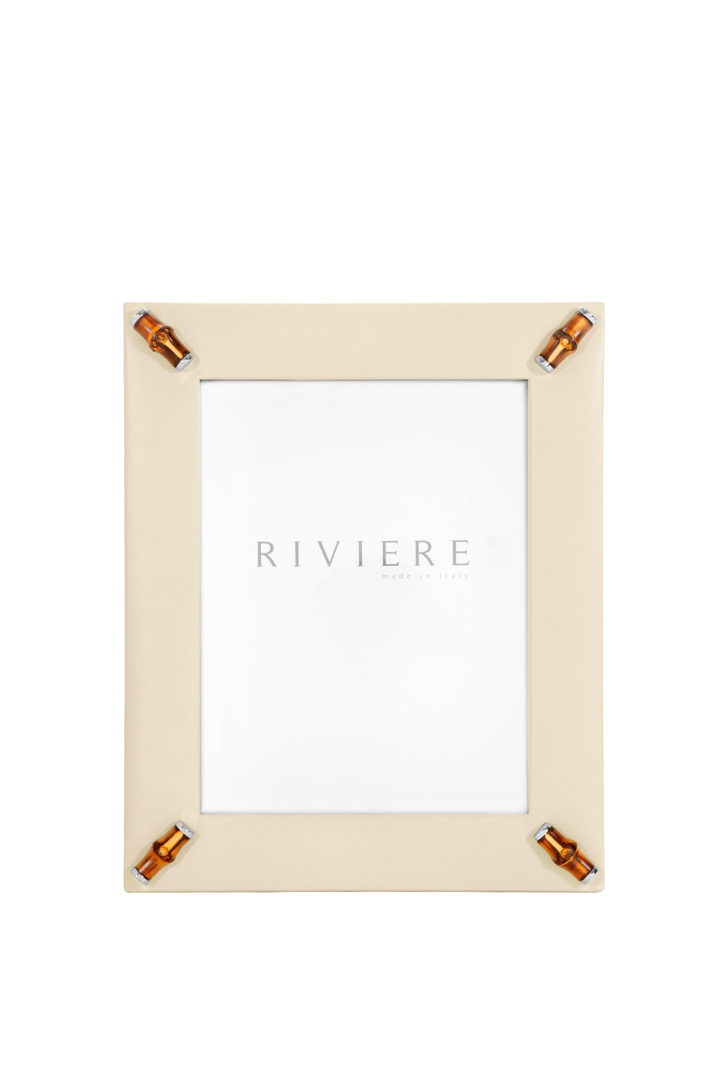 Riviere Frida Leather Picture Frame With Bamboo Corners & Metal Details | Stylish Leather Frame with Bamboo Corners | Elegant Metal Details for a Refined Look | Elevate Your Home Decor with Luxury Accessories from Riviere | Available at 2Jour Concierge, #1 luxury high-end gift & lifestyle shop