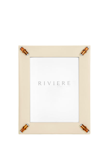 Riviere Frida Leather Picture Frame With Bamboo Corners & Metal Details | Stylish Leather Frame with Bamboo Corners | Elegant Metal Details for a Refined Look | Elevate Your Home Decor with Luxury Accessories from Riviere | Available at 2Jour Concierge, #1 luxury high-end gift & lifestyle shop