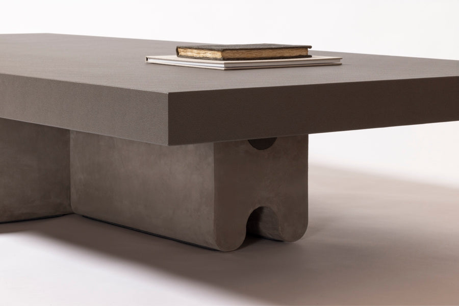 × Francesco Balzano Ossicle Leather Coffee Table With Suede Legs