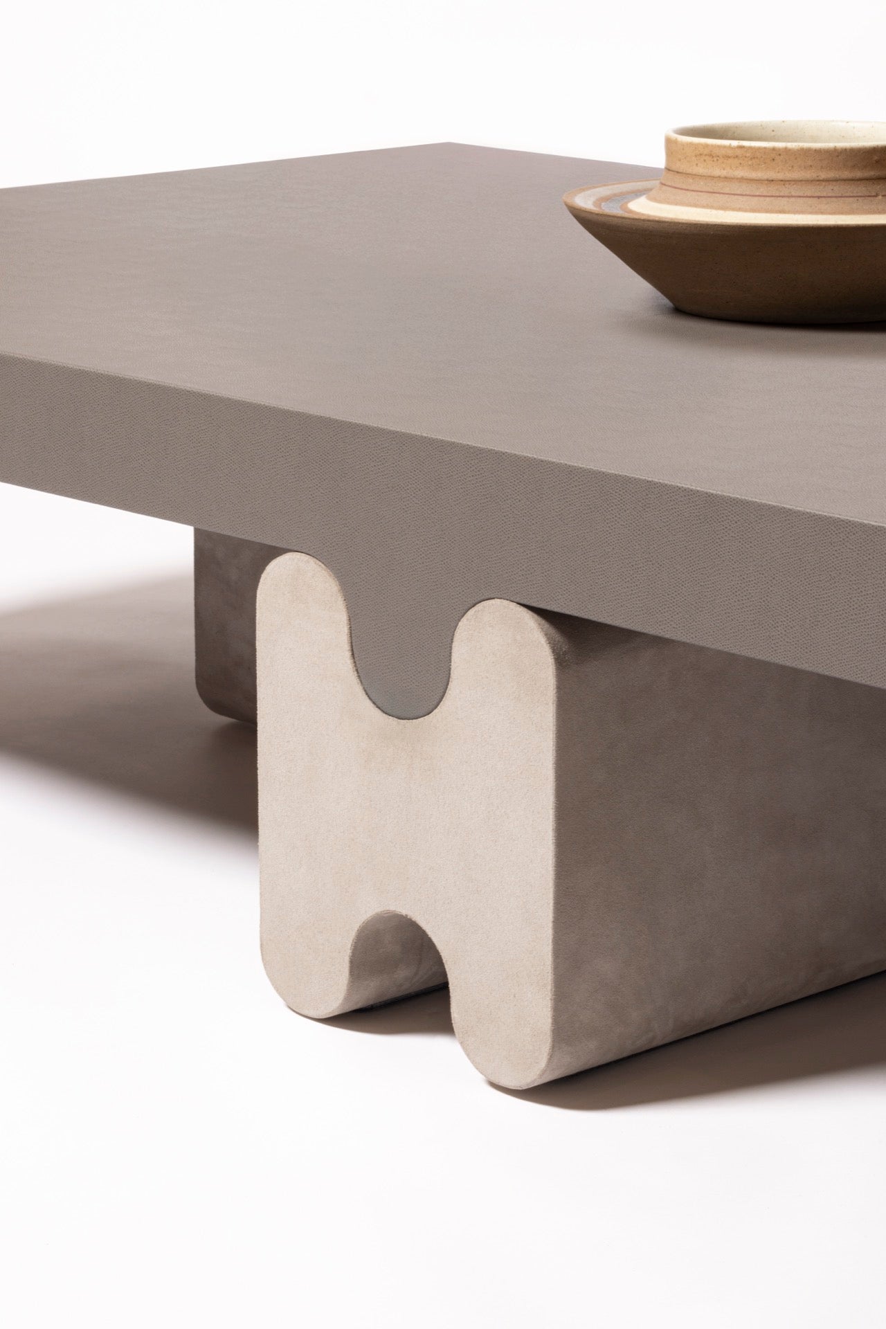 × Francesco Balzano Ossicle Leather Coffee Table With Suede Legs