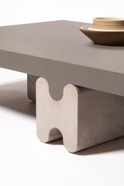 × Francesco Balzano Ossicle Leather Coffee Table With Suede Legs