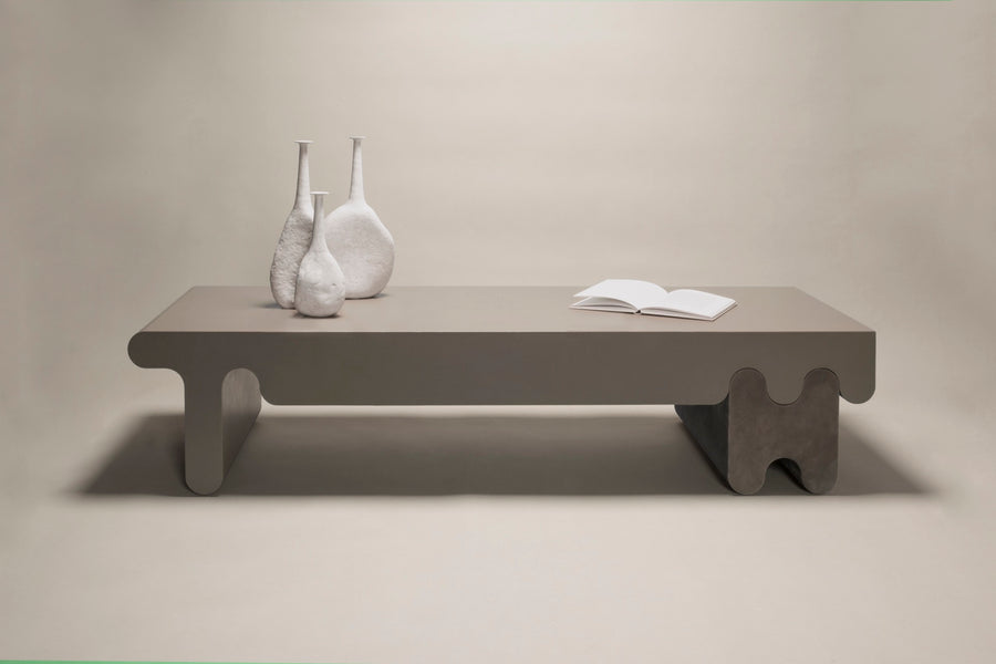 × Francesco Balzano Ossicle Leather Coffee Table and Suede Legs