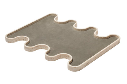 x Francesco Balzano Ossicle Marmor-Serviertray mit Ledereinsatz