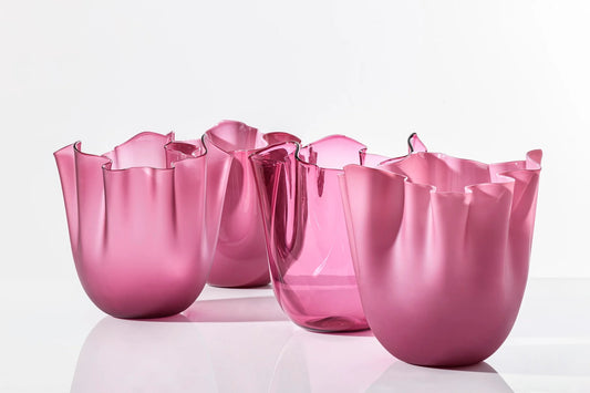 Fazzoletto Murano Glass Vase Magenta