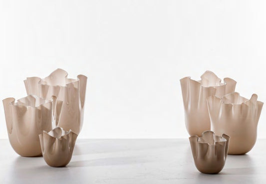 Fazzoletto Murano Glass Vase, Moka