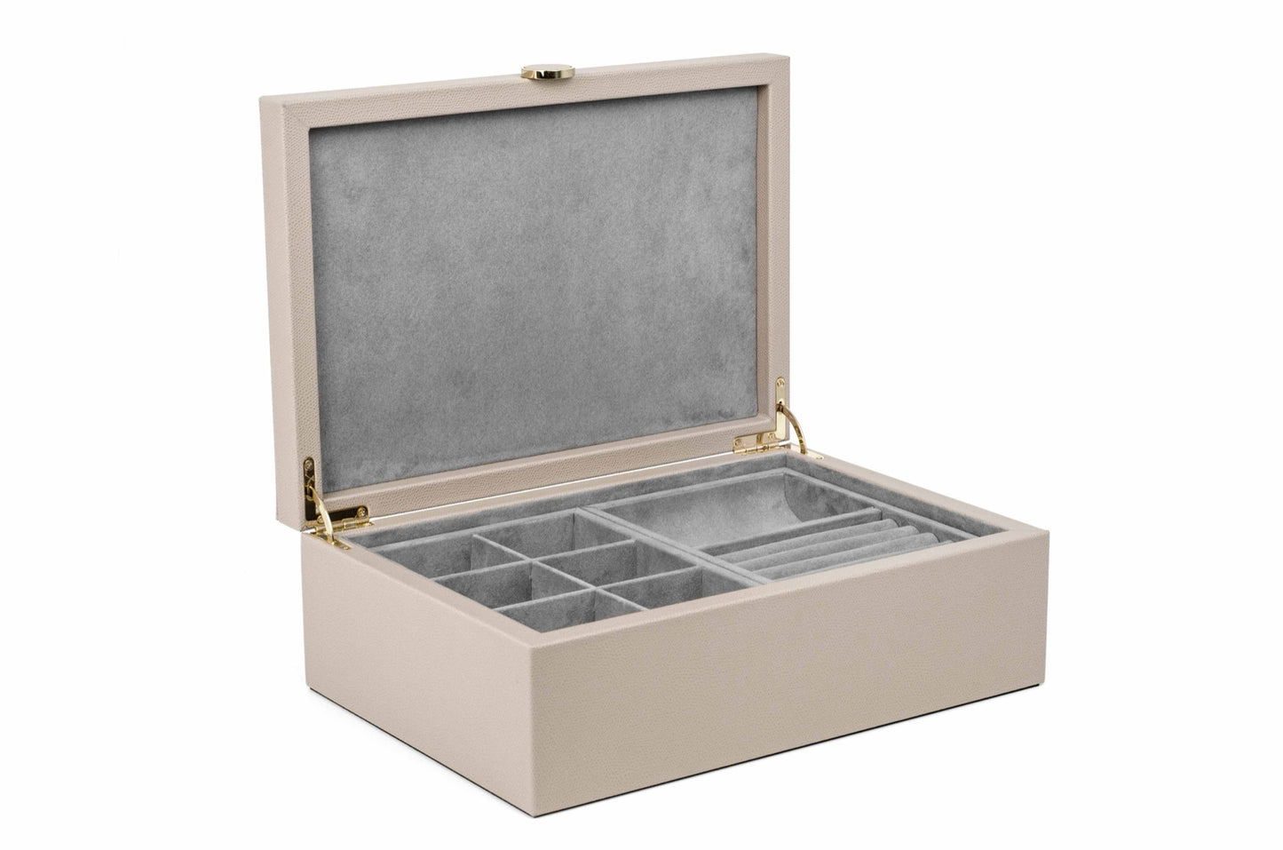 Prestige Leather-Covered Wood Jewellery Box with Suede Lining