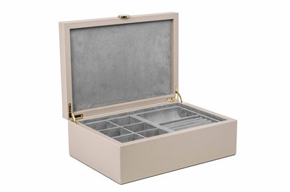 Prestige Leather-Covered Wood Jewellery Box with Suede Lining