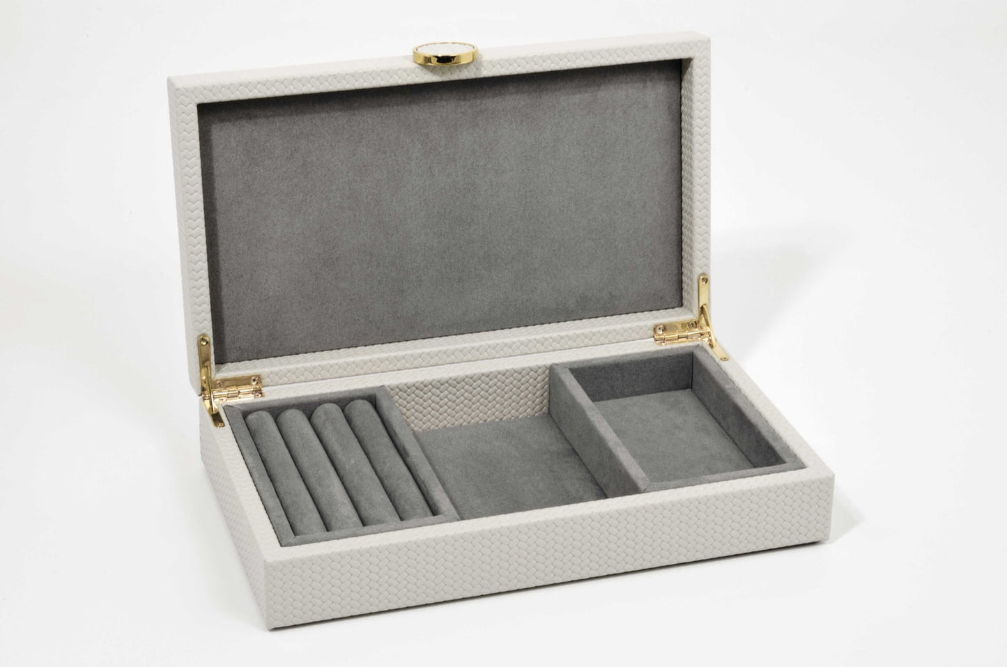 Prestige Leather-Covered Wood Jewellery Box with Suede Lining