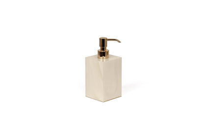 Pinetti Bea soap dispenser | Part of the Bea bathroom set | Made in resin, available in cream, taupe, coffee, and light grey | Chrome or gold finish | A luxurious addition to any elegant bathroom | Bathroom accessories | 2Jour Concierge, your luxury lifestyle shop