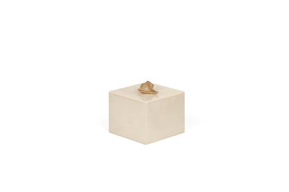 Pinetti Bea square box | Part of the Bea bathroom set | Made in resin, available in cream, taupe, coffee, and light grey | Chrome or gold finish | A stylish storage solution for small bathroom essentials | Bathroom storage | 2Jour Concierge, your luxury lifestyle shop