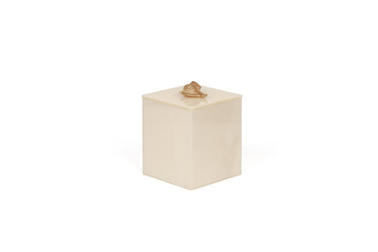 Pinetti Bea square box | Part of the Bea bathroom set | Made in resin, available in cream, taupe, coffee, and light grey | Chrome or gold finish | A stylish storage solution for small bathroom essentials | Bathroom storage | 2Jour Concierge, your luxury lifestyle shop