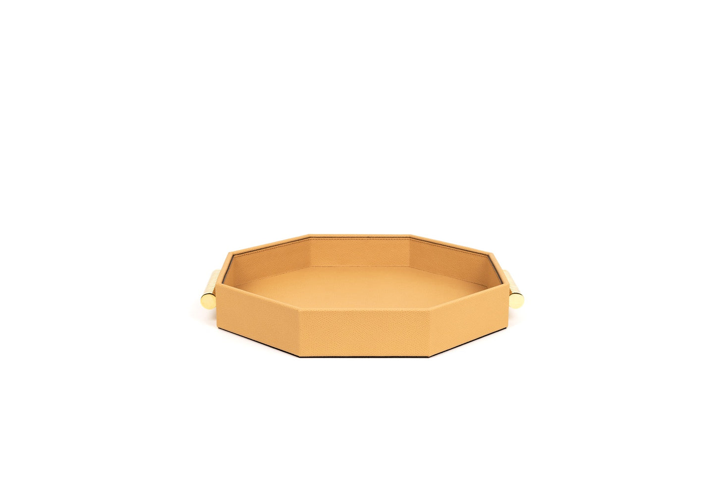 Grace Leather-Covered Wood Tray w Brass Handles