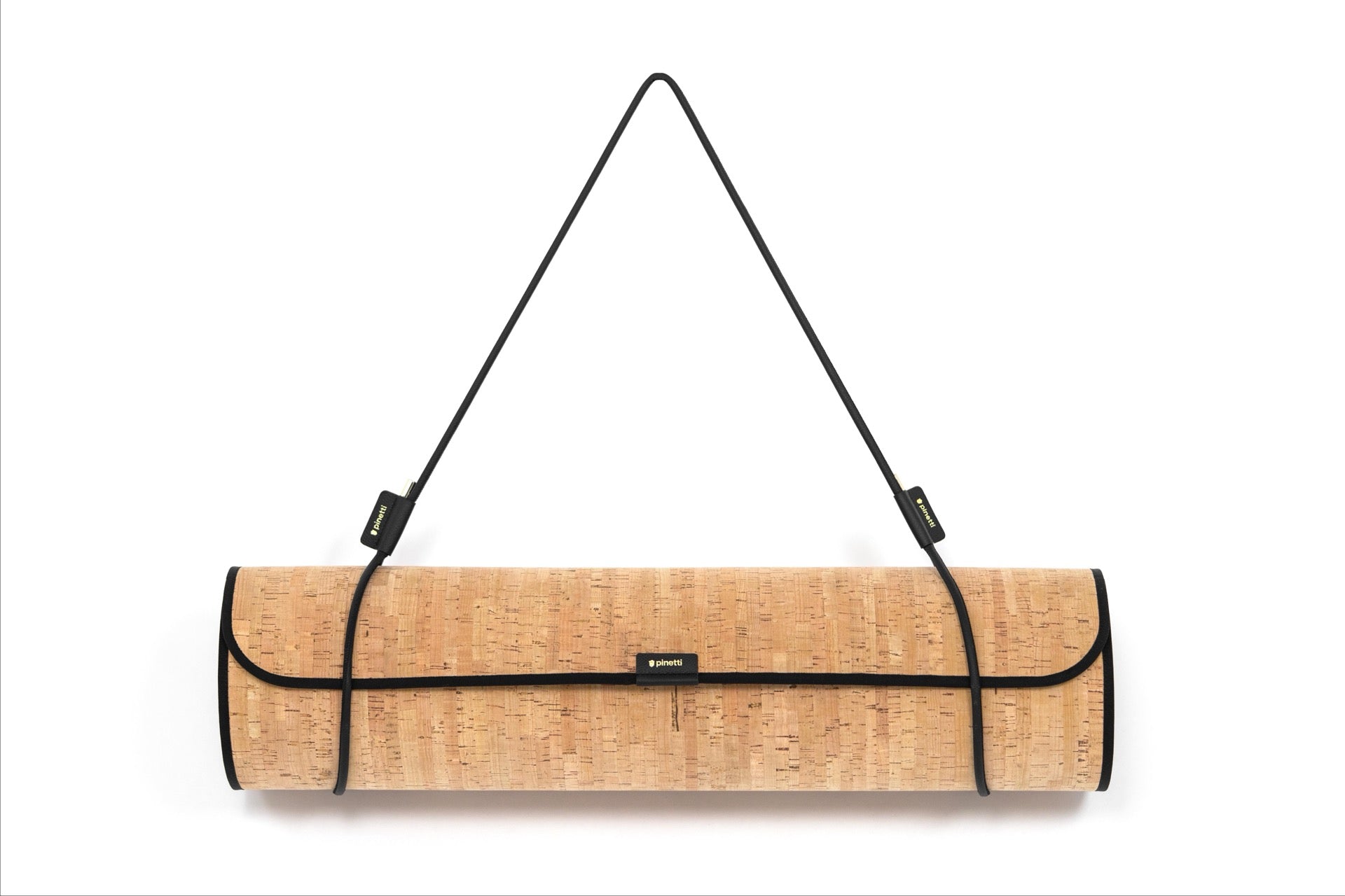 Pinetti Exercise Mat | Cork & Leather Mat: Cork top with non-slip technical backing, leather bolster sleeve, and carrying strap in chrome or shiny gold | Wellness / Fitness Accessories | 2Jour Concierge, your luxury lifestyle shop | luxury interiors, wellness décor, home gym accessories, boutique hotels, refined living, yacht décor, office décor, hospitality décor