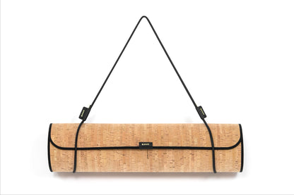 Pinetti Exercise Mat | Cork & Leather Mat: Cork top with non-slip technical backing, leather bolster sleeve, and carrying strap in chrome or shiny gold | Wellness / Fitness Accessories | 2Jour Concierge, your luxury lifestyle shop | luxury interiors, wellness décor, home gym accessories, boutique hotels, refined living, yacht décor, office décor, hospitality décor