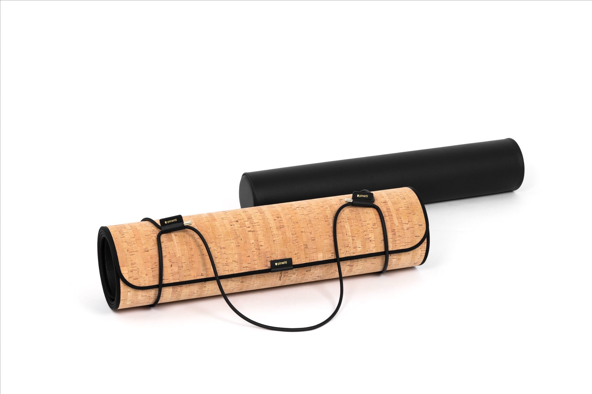 Pinetti Exercise Mat | Cork & Leather Mat: Cork top with non-slip technical backing, leather bolster sleeve, and carrying strap in chrome or shiny gold | Wellness / Fitness Accessories | 2Jour Concierge, your luxury lifestyle shop | luxury interiors, wellness décor, home gym accessories, boutique hotels, refined living, yacht décor, office décor, hospitality décor