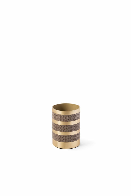 Pinetti | Saturno Toothbrush Holder: brass and leather toothbrush holder, satin brass, chrome or burnished | Bathroom | 2Jour Concierge, your luxury lifestyle shop | leather toothbrush holder, brass toothbrush holder, Pinetti Saturno, luxury bathroom accessories