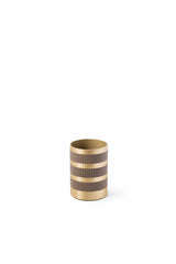Saturno Brass Toothbrush Holder, Round With Leather Inserts
