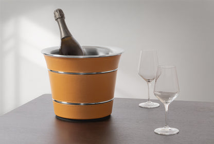 Giobagnara x Poltrona Frau Leather Champagne Bucket | Insulated Double-Chamber Polished Steel Structure | Elegant Leather Detailing | Sturdy and Stylish Design | Made in Pelle Frau® Leather | Elevate Your Champagne Experience at 2Jour Concierge, #1 luxury high-end gift & lifestyle shop