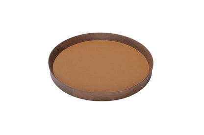 Giobagnara x Poltrona Frau Round Tray | Walnut Wood Trays with Fine Leather Inlay | Stylish and Elegant Design | Explore a Range of Stylish Trays and Home Decor at 2Jour Concierge, #1 luxury high-end gift & lifestyle shop