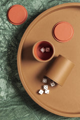 x Poltrona Frau Leather-Covered Dice Set With Tray