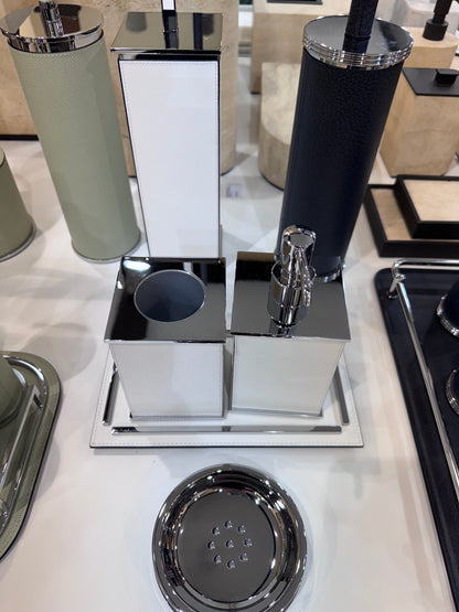 Firenze Leather-Covered Wood Soap Dispenser