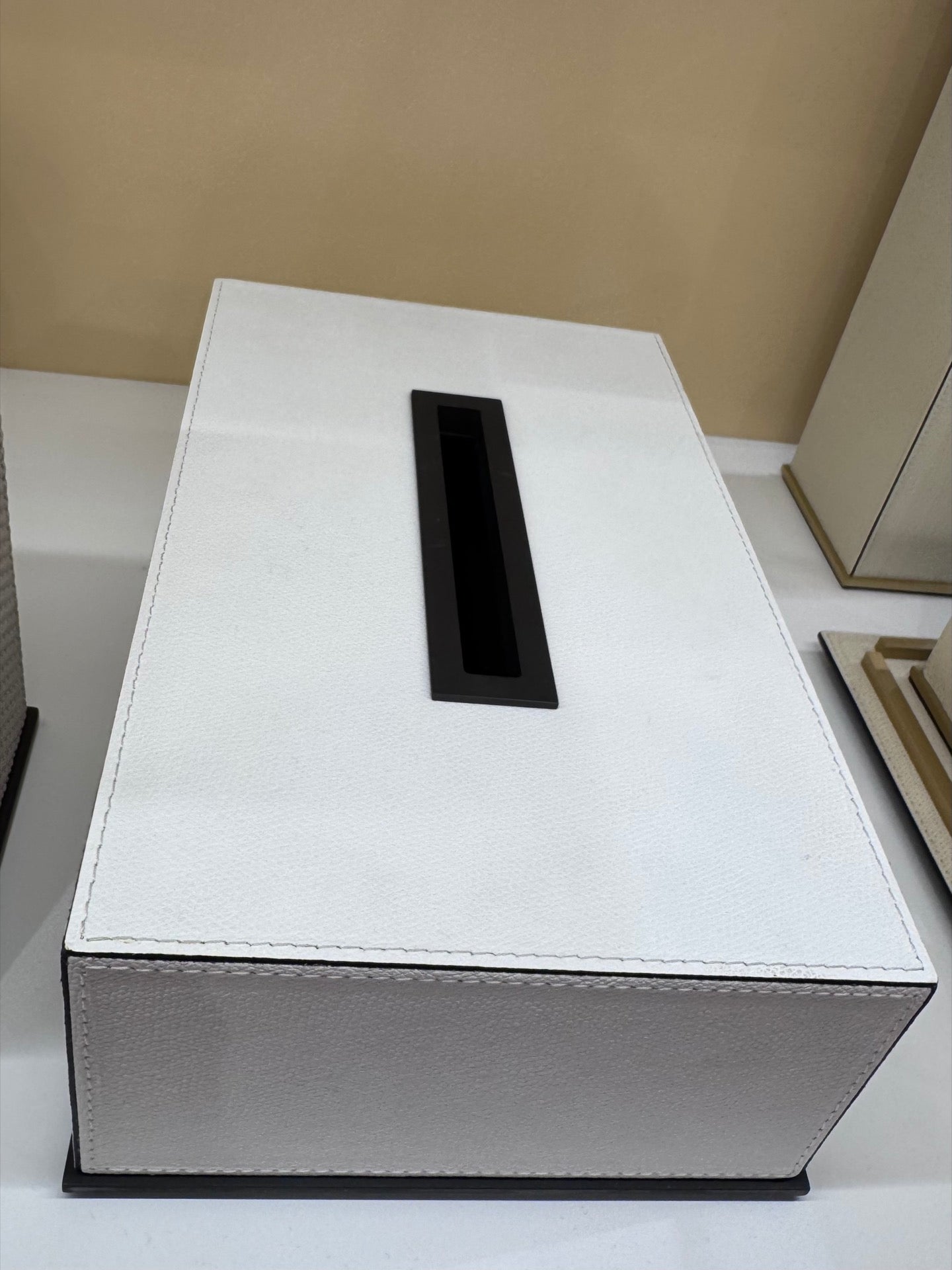 Firenze Leather-Covered Wood Tissue Holder with Flaps Square
