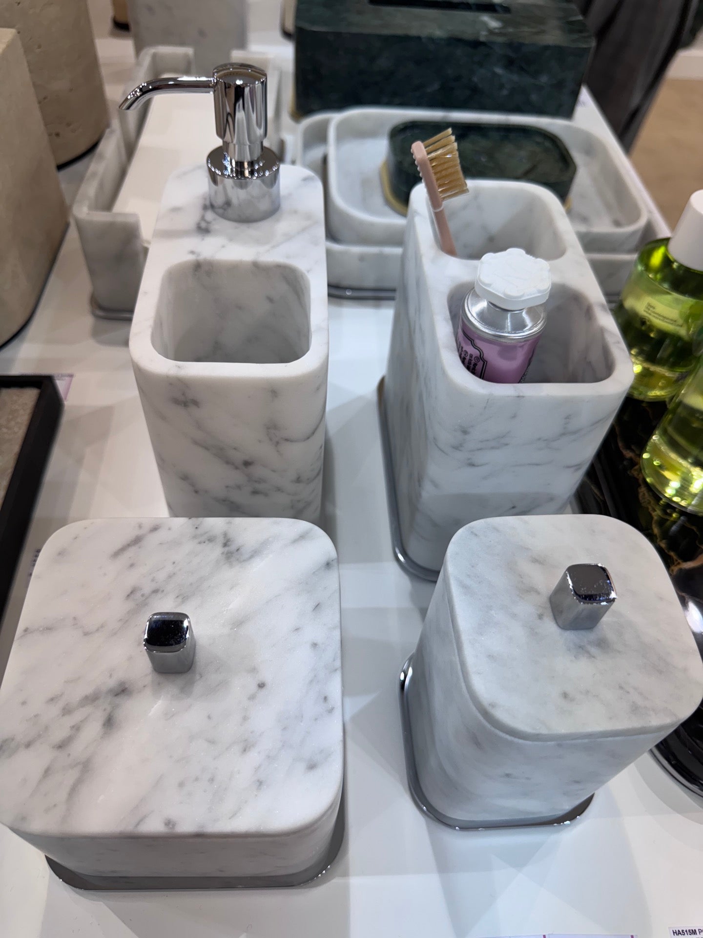 Polo Marble Soap Dispenser And Toothbrush Holder