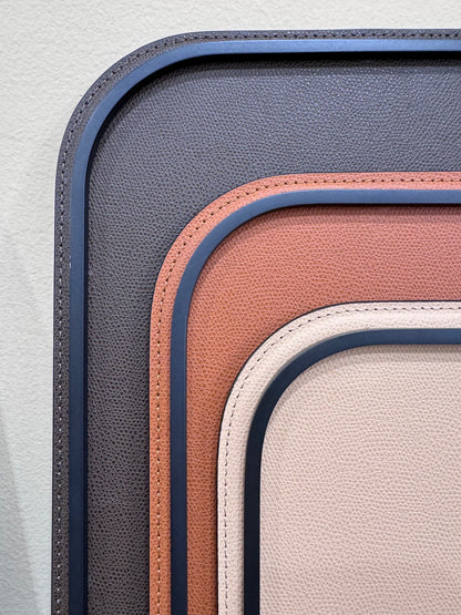 Rossini Rectangular Leather-Covered Metal Tray