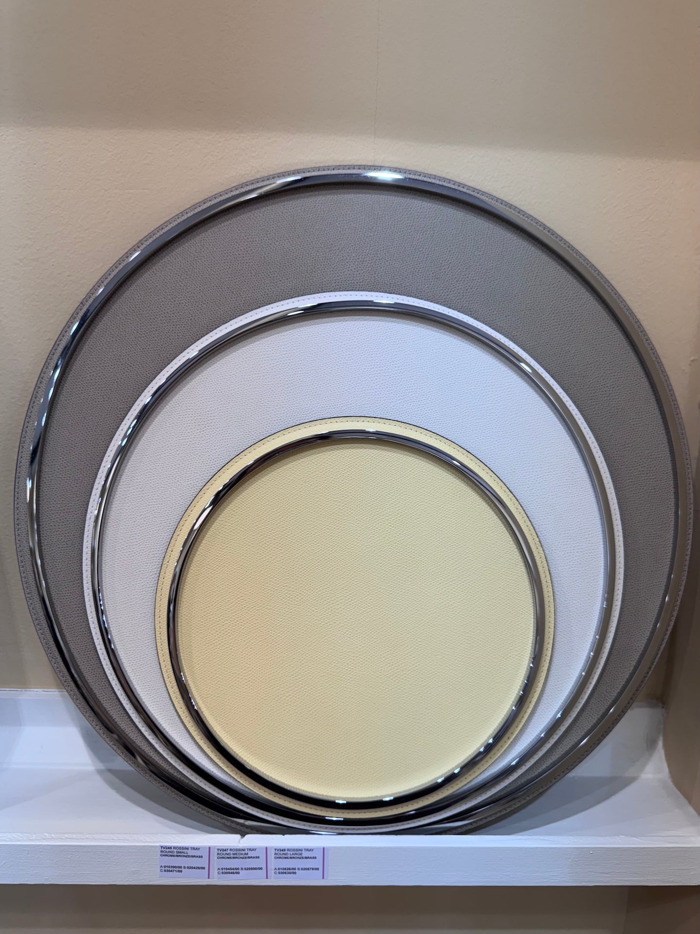 Rossini Leather-Covered Metal Tray Round