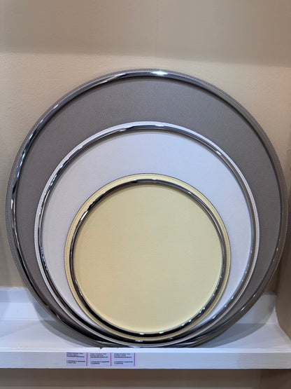 Rossini Leather-Covered Metal Tray Round