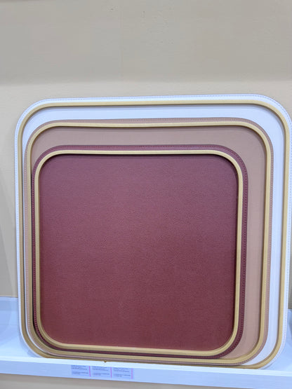 Rossini Leather-Covered Metal Tray Square L Brass