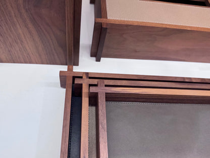 Structura Leather & Walnut Wood Valet Tray Rectangular