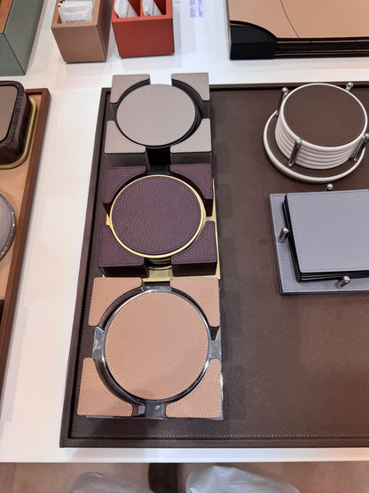 Trafalgar Leather-Covered Coaster with Metal Core