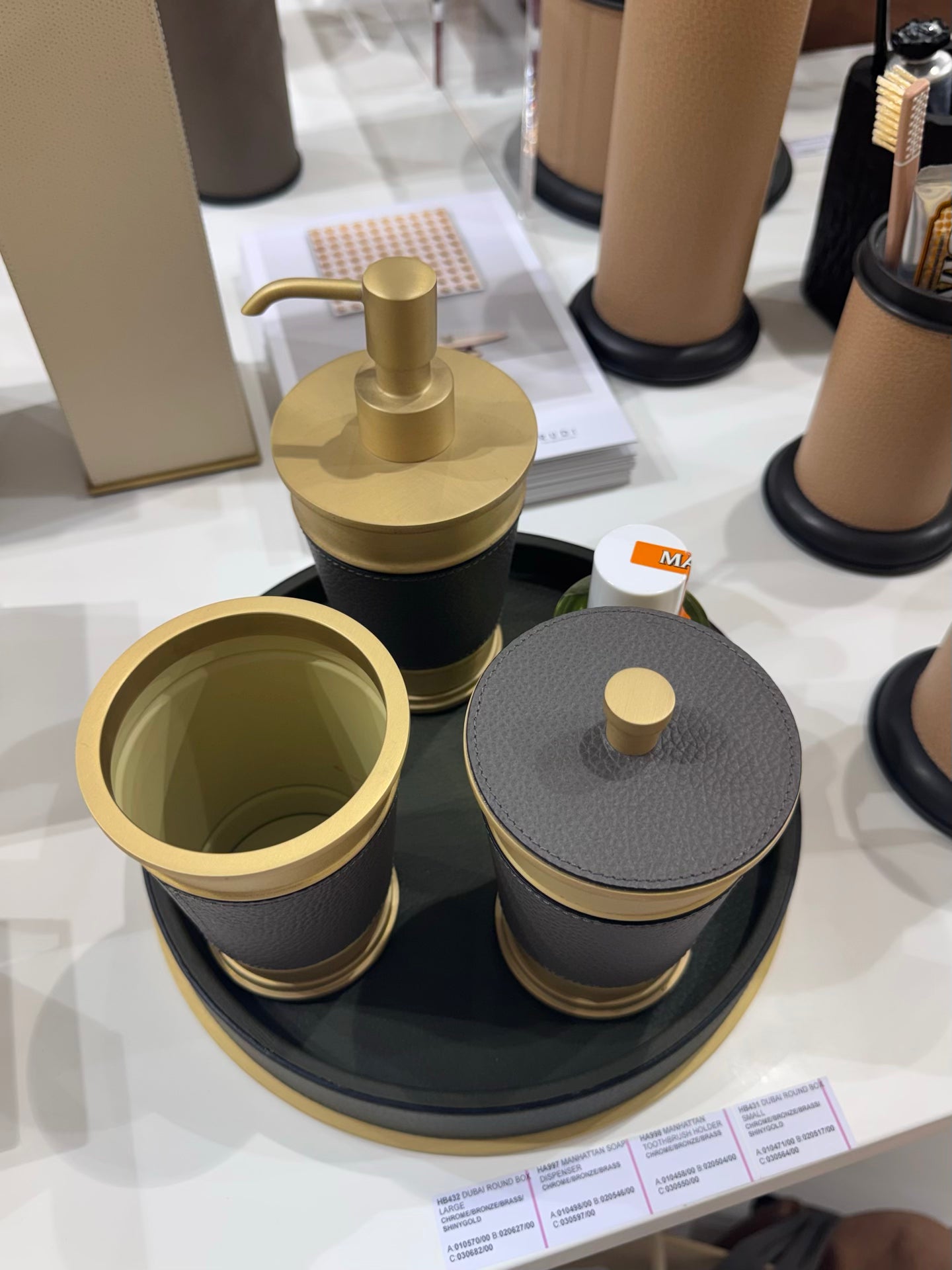 Manhattan Leather-Covered Metal Toothbrush Holder