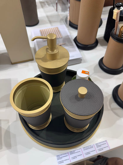 Manhattan Leather-Covered Metal Toothbrush Holder
