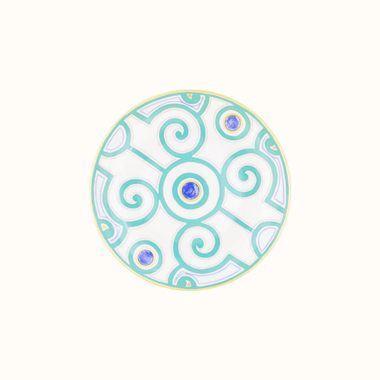 Robert Haviland & C. Parlon Grand Parc | Dessert Plate: Fine Limoges porcelain with turquoise scroll motif and smooth, glazed finish, perfect for serving desserts in a setting of structured classical beauty | Tableware & Serveware / Plates | 2Jour Concierge, your luxury lifestyle shop