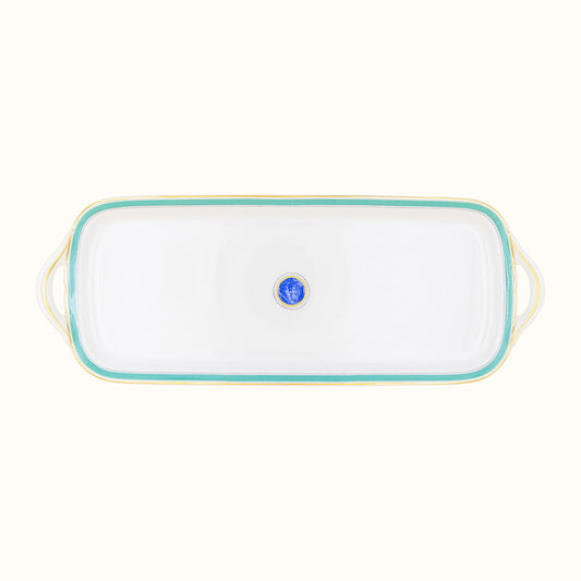 Robert Haviland & C. Parlon Grand Parc | Rectangular Cake Dish: Fine Limoges porcelain with turquoise motif and smooth, glazed finish, ideal for serving pastries, loaves, or finger desserts | Tableware & Serveware / Serving Dishes & Platters | 2Jour Concierge, your luxury lifestyle shop