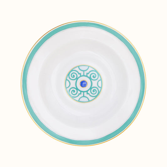 Robert Haviland & C. Parlon Grand Parc | Deep Round Dish: Fine Limoges porcelain with turquoise scroll motif and smooth, glazed finish, ideal for generous servings or shared courses | Tableware & Serveware / Serving Bowls | 2Jour Concierge, your luxury lifestyle shop