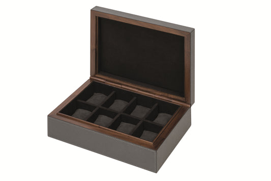 Frank Leather-Covered Walnut Wood Watch Box