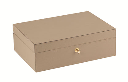 Giobagnara Platinum Jewellery Box with 2 Trays | Leather-covered walnut case with walnut hinge | Includes two removable trays | Home Decor, Storage, and Accessories | 2Jour Concierge, your luxury lifestyle shop