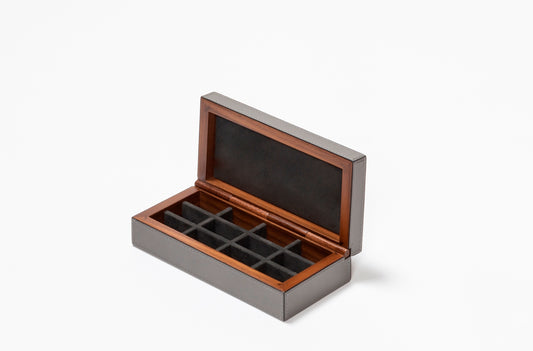 San Marco Cufflinks Box by Giobagnara | Leather-covered walnut case with walnut hinge | Features 12 inner partitions | Inspired by Venice’s iconic details, combining historic legacy with modernity | San Marco Collection | Home Decor and Accessories | 2Jour Concierge, your luxury lifestyle shop