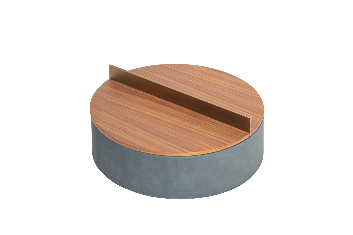 Riviere Dama | Round Box: Leather with wood base and brushed metal handle, available in ashwood or walnut, small and large formats, designed for elegant tabletop storage | Decor / Trinket Boxes | 2Jour Concierge, your luxury lifestyle shop | luxury interiors, hospitality décor, elegant living, designer home accessories, boutique hotels, refined lifestyle, yacht décor, executive interiors