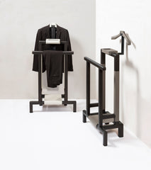 x Glenn Sestig Lloyd Tabi Leather and Dark Canaletto Walnut Wood Clothes Valet Stand